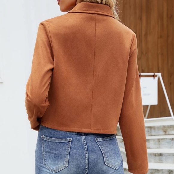 Luxe Rust Vegan Suede Zip up Moto Jacket - Picture 5 of 5